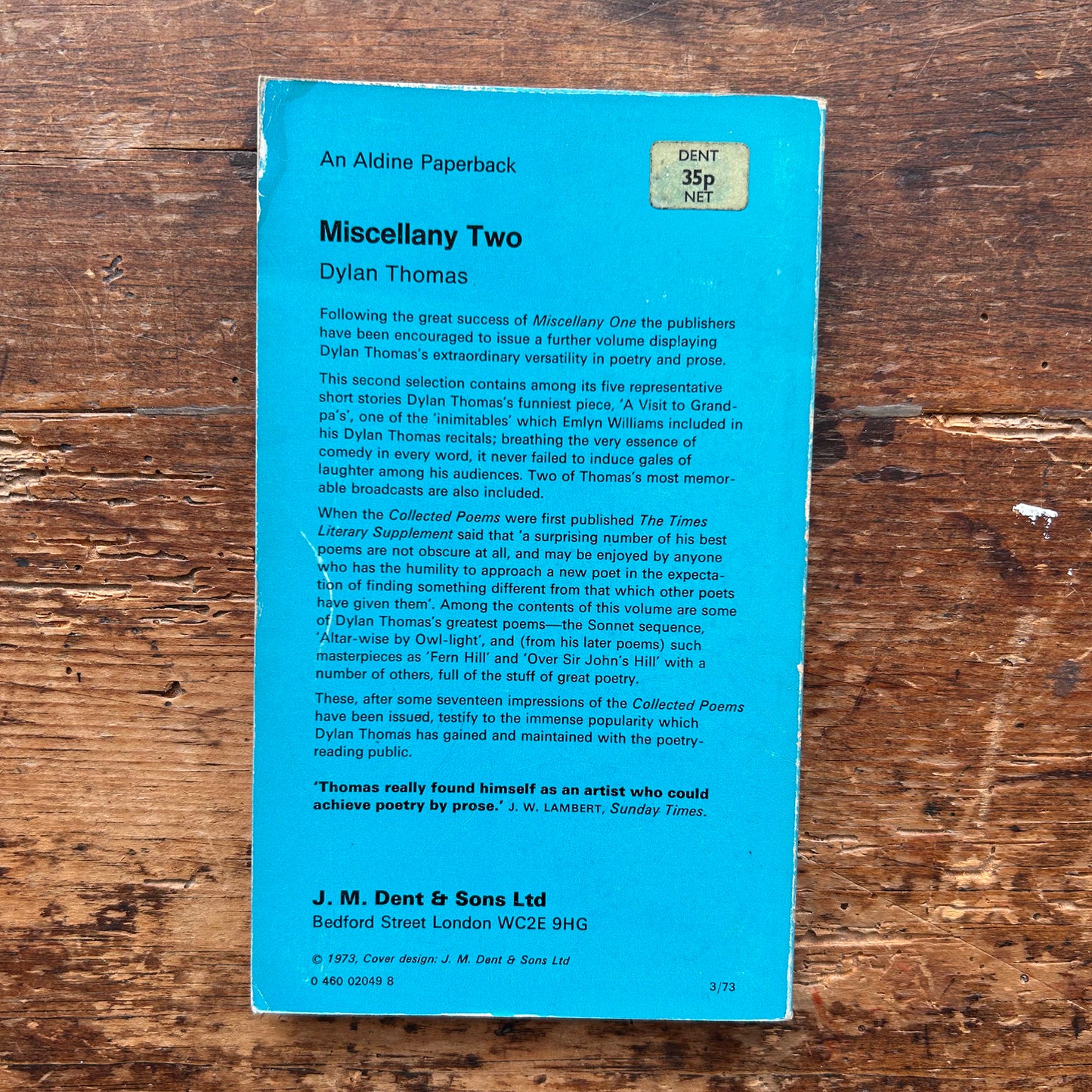 Dylan Thomas: Miscellany Two - 1973 (Preloved)