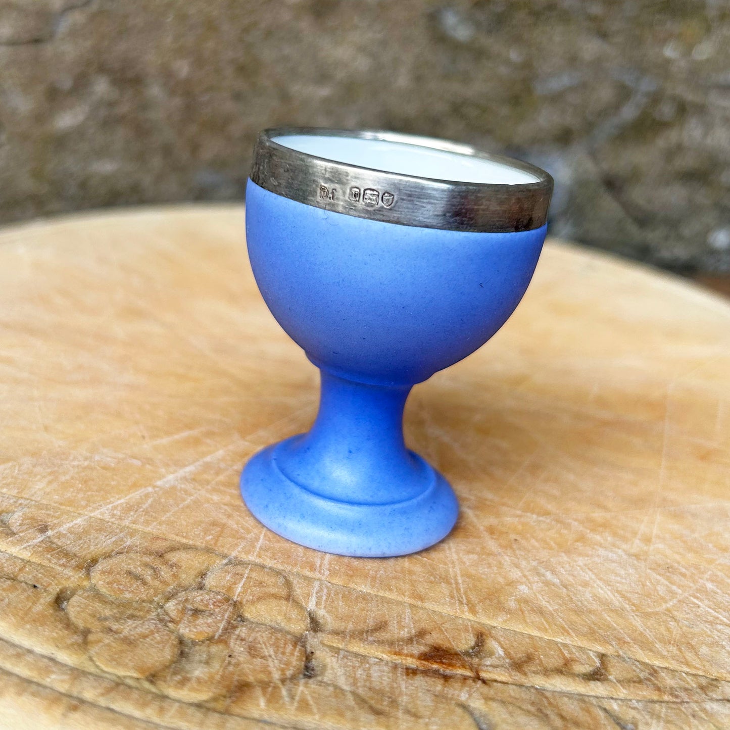 Egg Cup - Welsh Ladies - Hallmarked Silver Rim - Antique (Preloved)