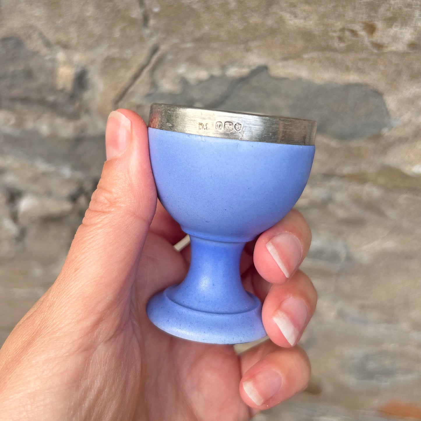 Egg Cup - Welsh Ladies - Hallmarked Silver Rim - Antique (Preloved)