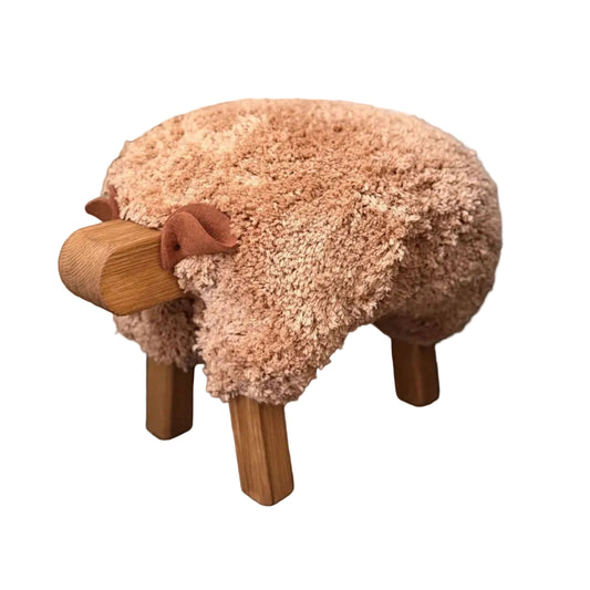 Foot Rest - Welsh Sheep - Original Ewemoo Handmade - Tufted Hazelnut