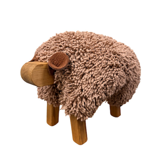 Foot Rest - Welsh Sheep - Original Ewemoo - Walnut / Dark Cream - Handmade