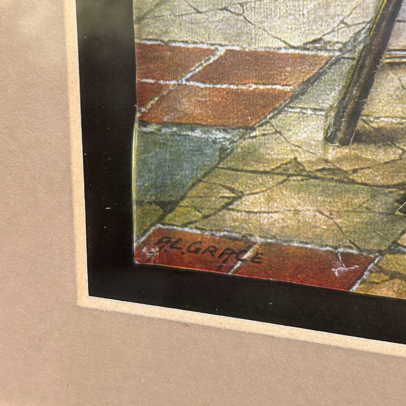 Framed 3D Print / Shadow Box - Welsh Lady Home Scene with Dog (Preloved)