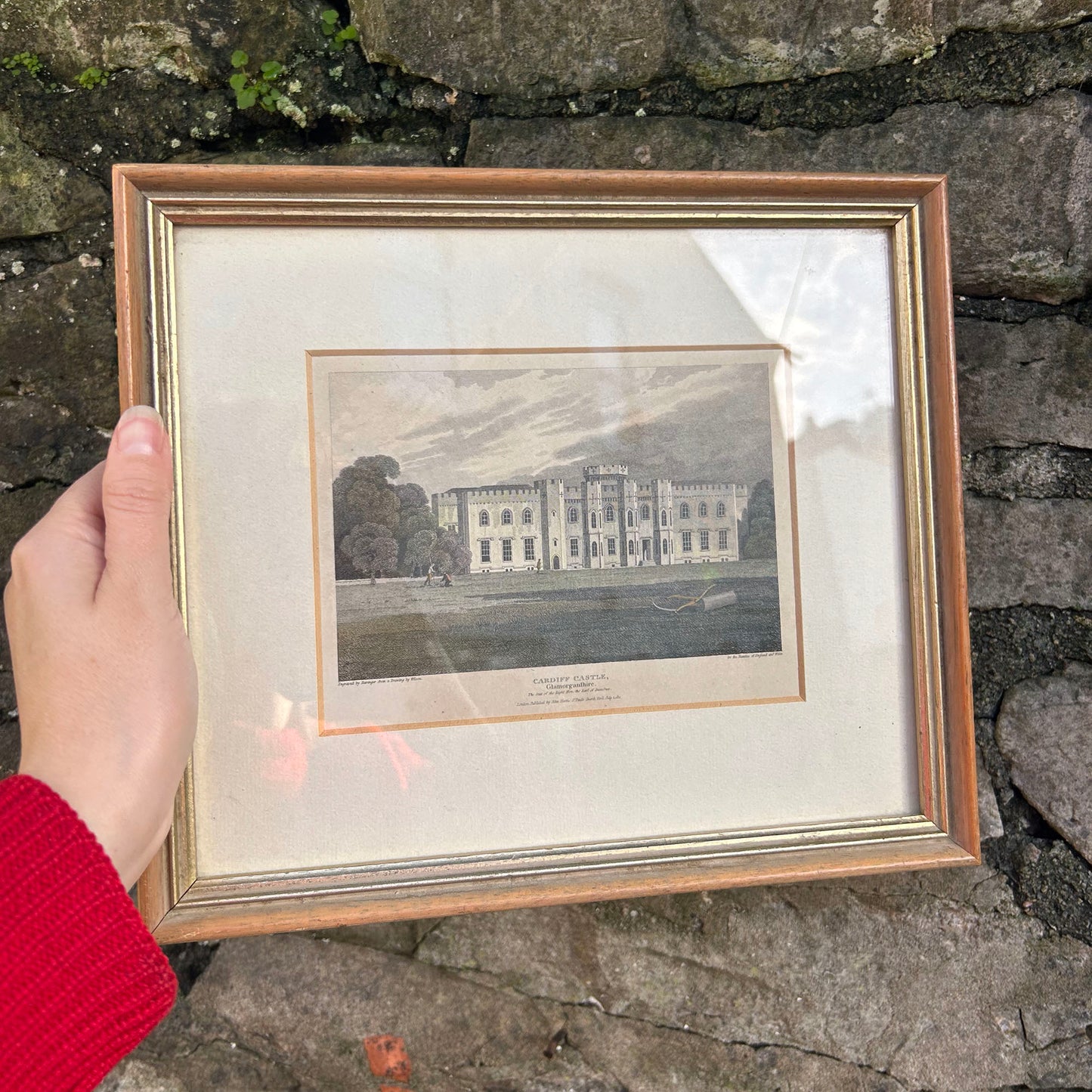 Framed Print - Cardiff Castle - Genuine Antique Print 1830 (Preloved)