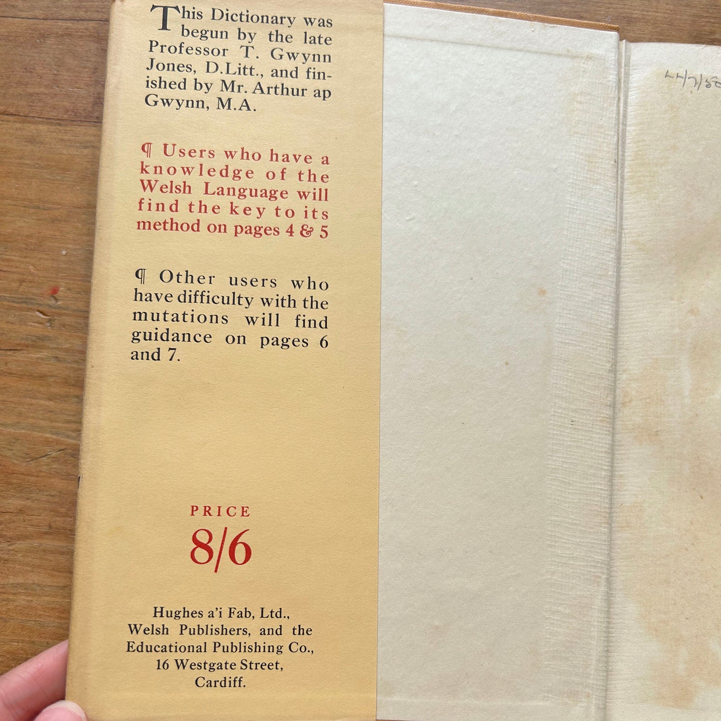 Geiriadur - Vintage Welsh English Dictionary - 1950 (Preloved)
