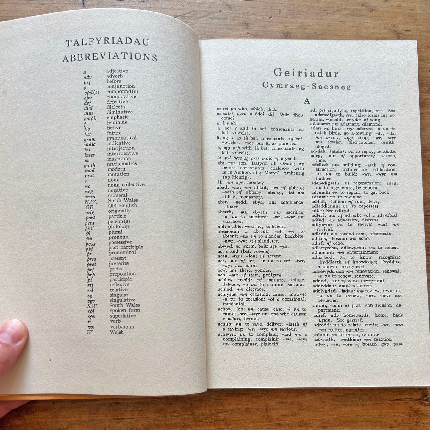 Geiriadur - Vintage Welsh English Dictionary - 1950 (Preloved)