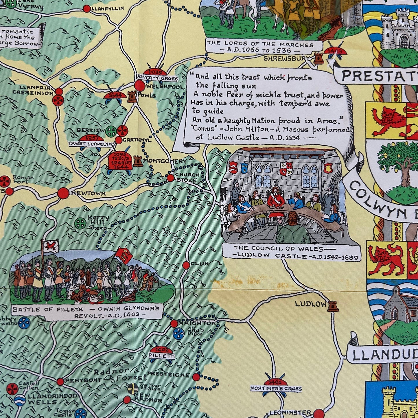 Historical Map of Wales and Monmouth - John Bartholomew - Vintage (Preloved)