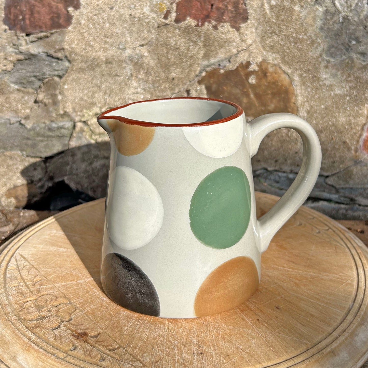Jug - Welsh Pottery - Melin Tregywnt - Mondo Spots - Stone (Preloved)