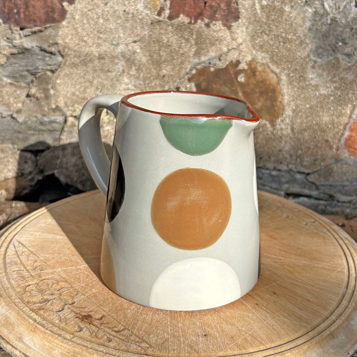 Jug - Welsh Pottery - Melin Tregywnt - Mondo Spots - Stone (Preloved)
