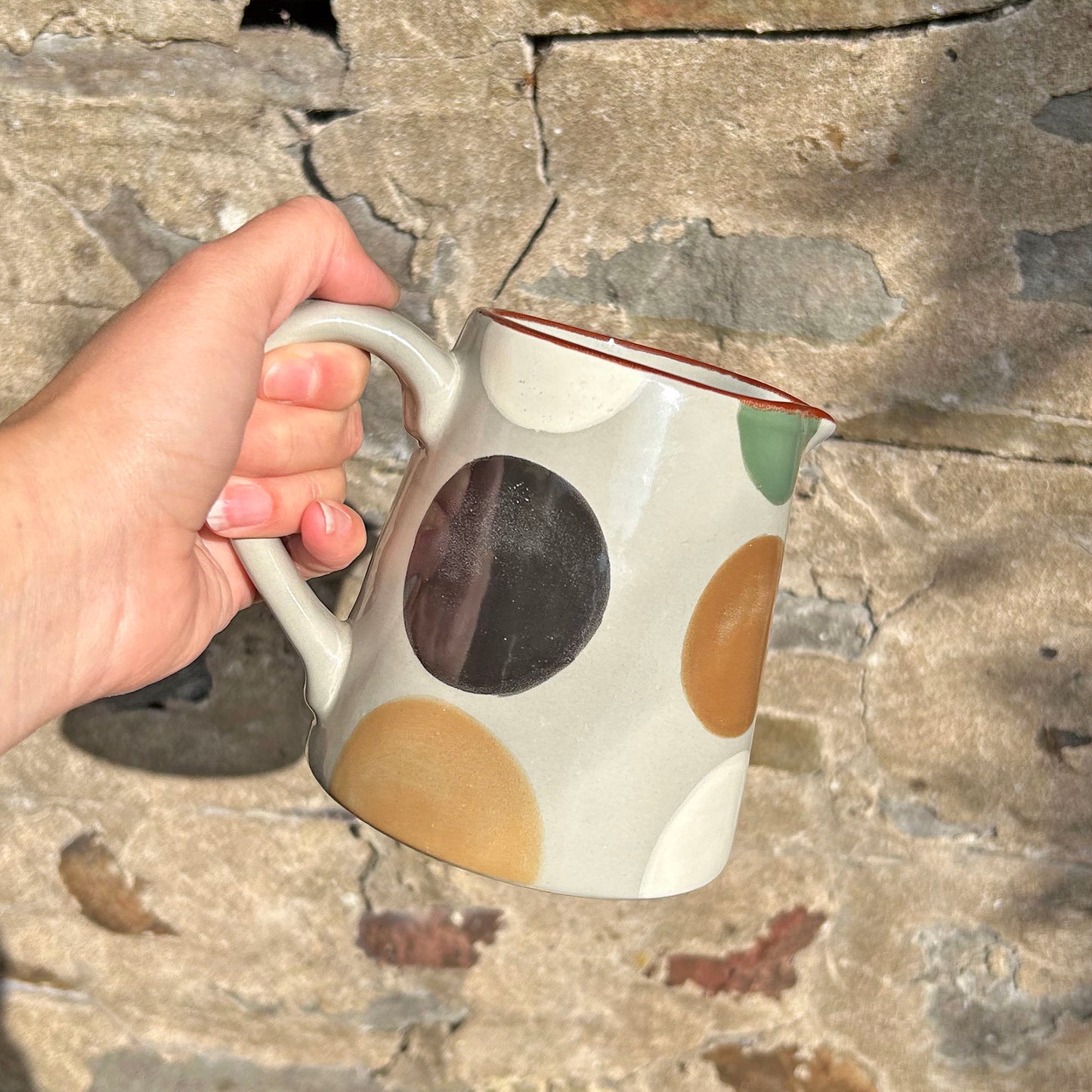 Jug - Welsh Pottery - Melin Tregywnt - Mondo Spots - Stone (Preloved)