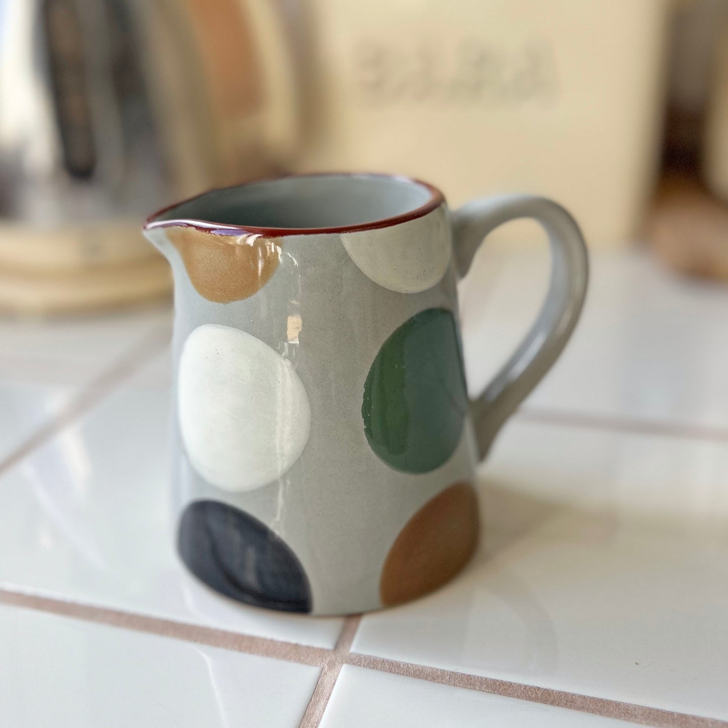 Jug - Welsh Pottery - Melin Tregywnt - Mondo Spots - Stone (Preloved)