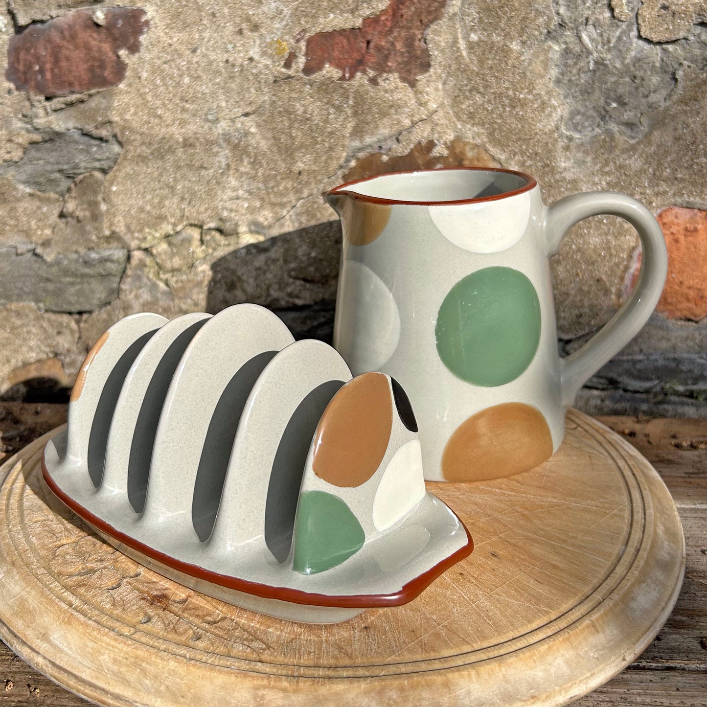 Jug - Welsh Pottery - Melin Tregywnt - Mondo Spots - Stone (Preloved)