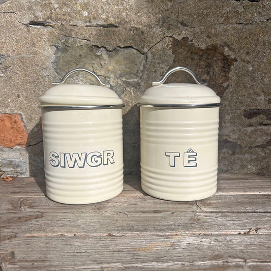 Set Cynwysyddion Cegin - Tuniau Coffi / Te / Siwgr (Wedi'i Ail-law)