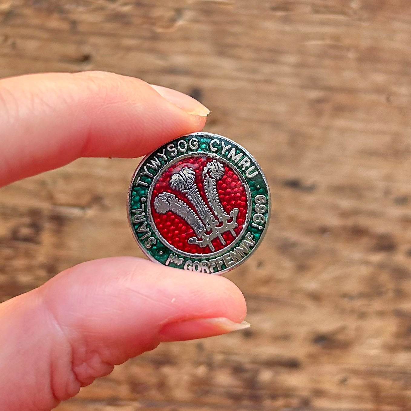 Pin Lapel / Bathodyn - Vintage - Fleur de Lis - Siarl Tywysog Cymru 1969 (Preloved)