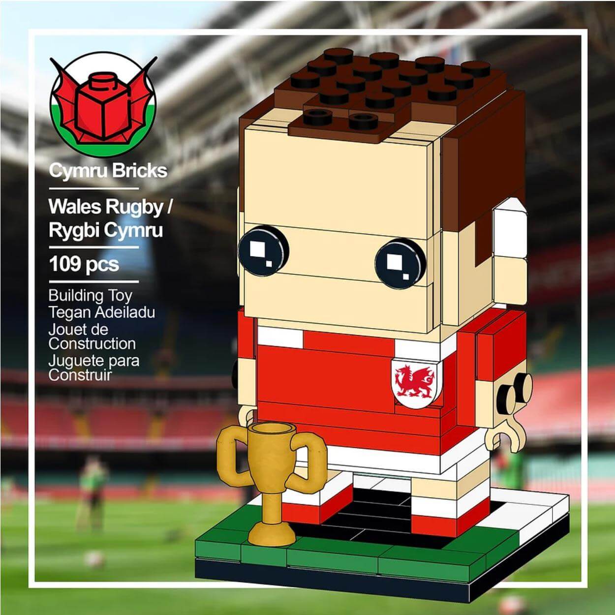 Brick Set - Cyrmu Bricks - Build Your Own: Welsh Rugby Player