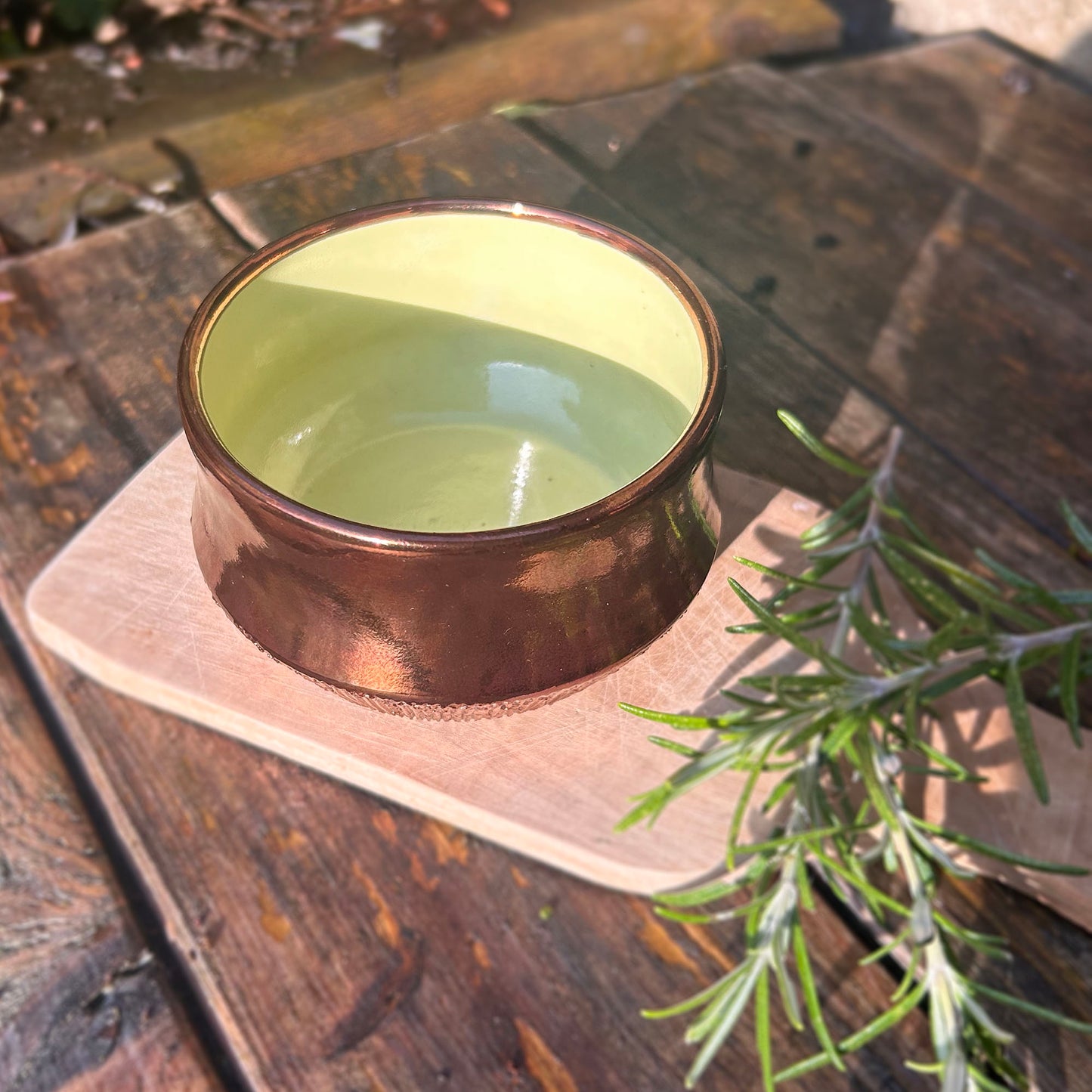 Little Bowl / Pot - Vintage Welsh Studio - Creigiau Wales Copper Lustre / Green (Preloved)