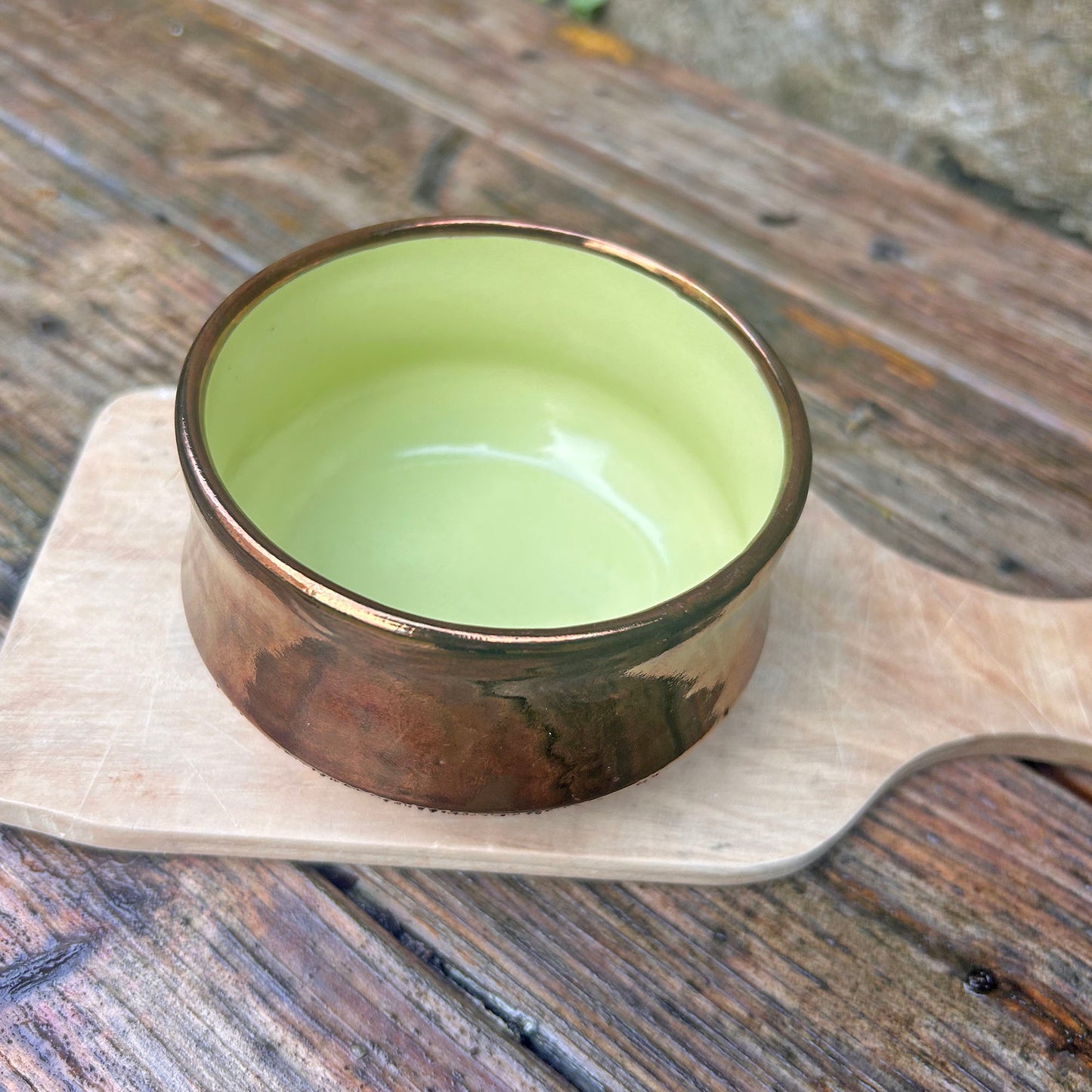 Little Bowl / Pot - Vintage Welsh Studio - Creigiau Wales Copper Lustre / Green (Preloved)