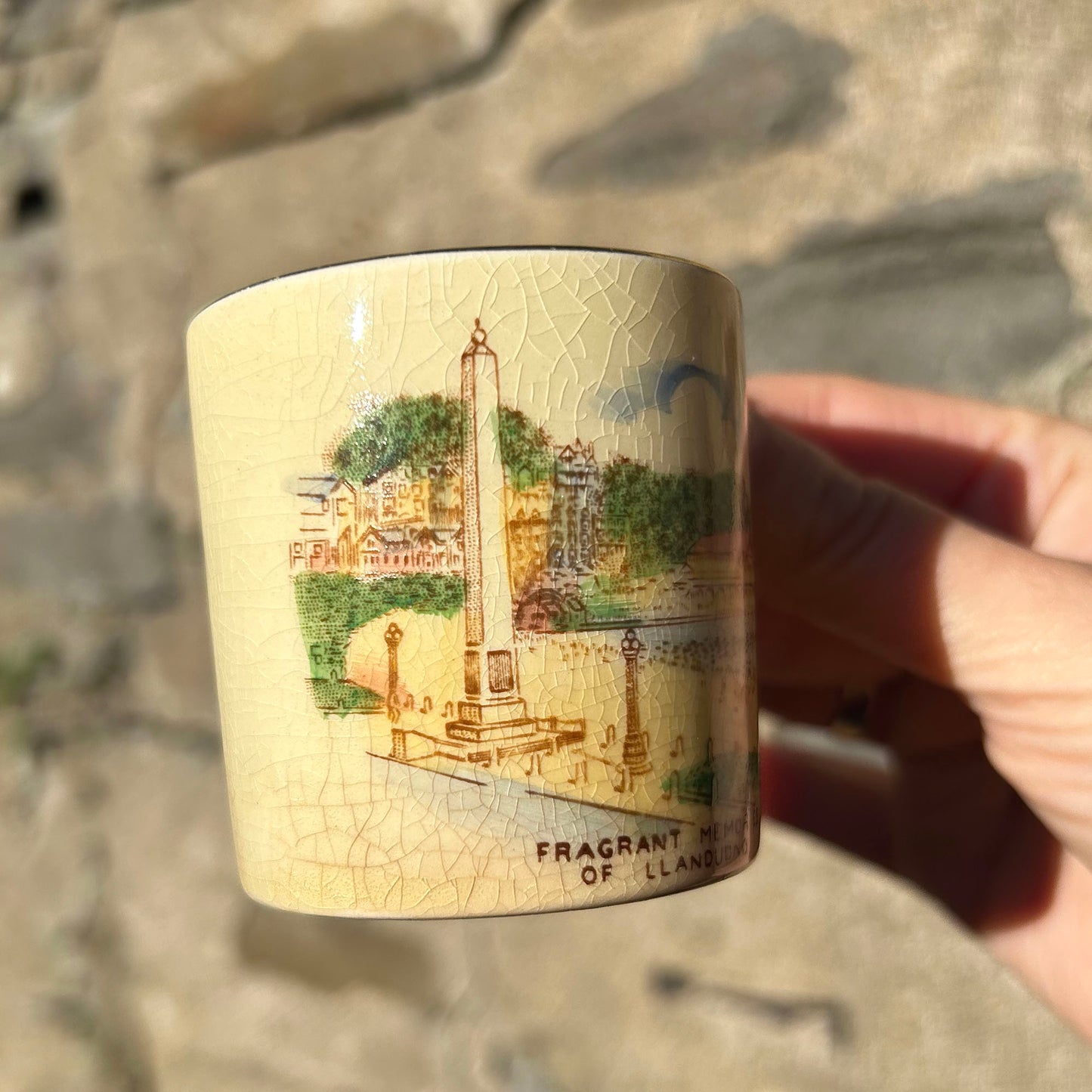 Little Cup - Fragrant Memories of Llandudno - Crown Devon Antique Souvenir (Preloved)