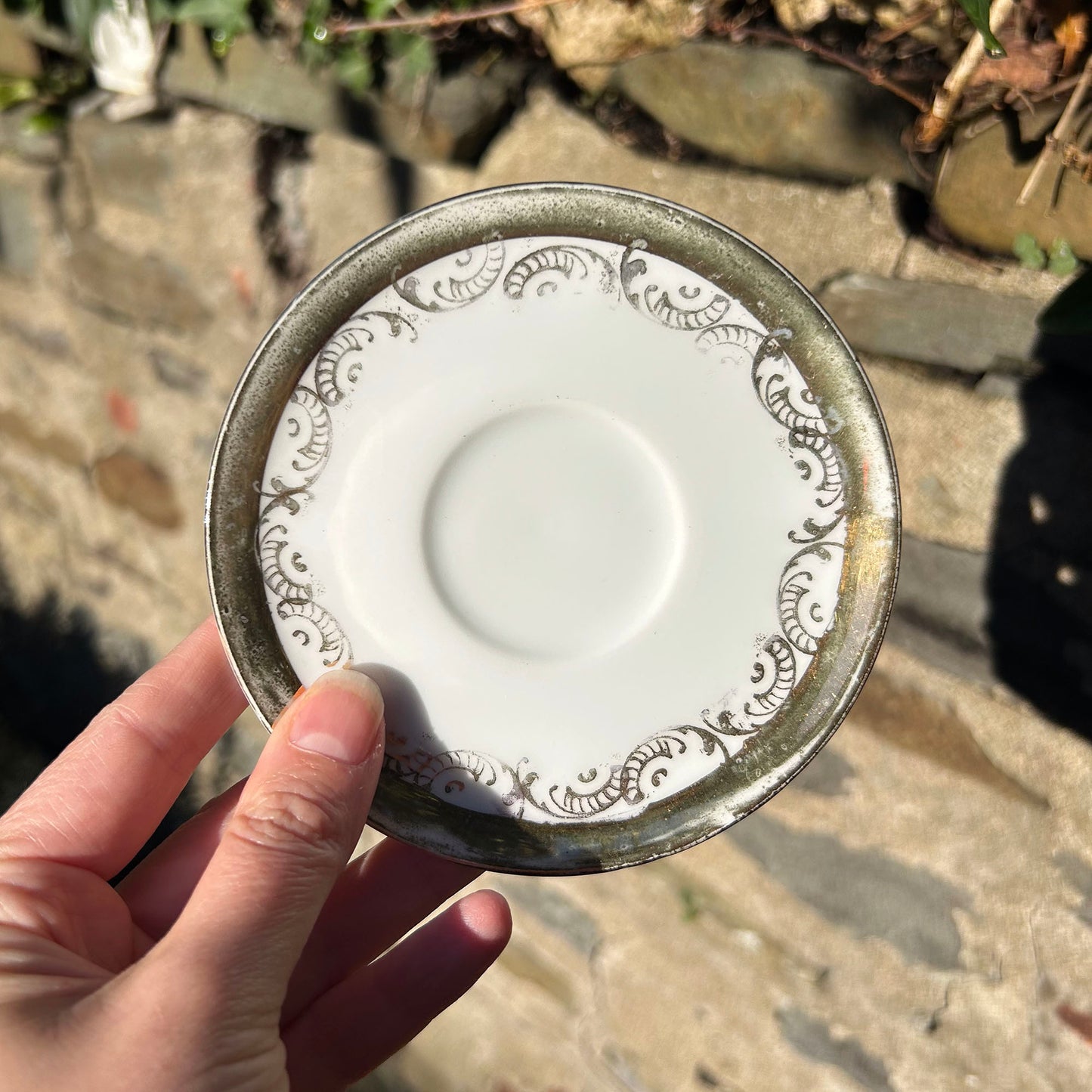 Little Cup & Saucer - Welsh Costumes - Welsh Spinning Party - Antique Souvenir (Preloved)