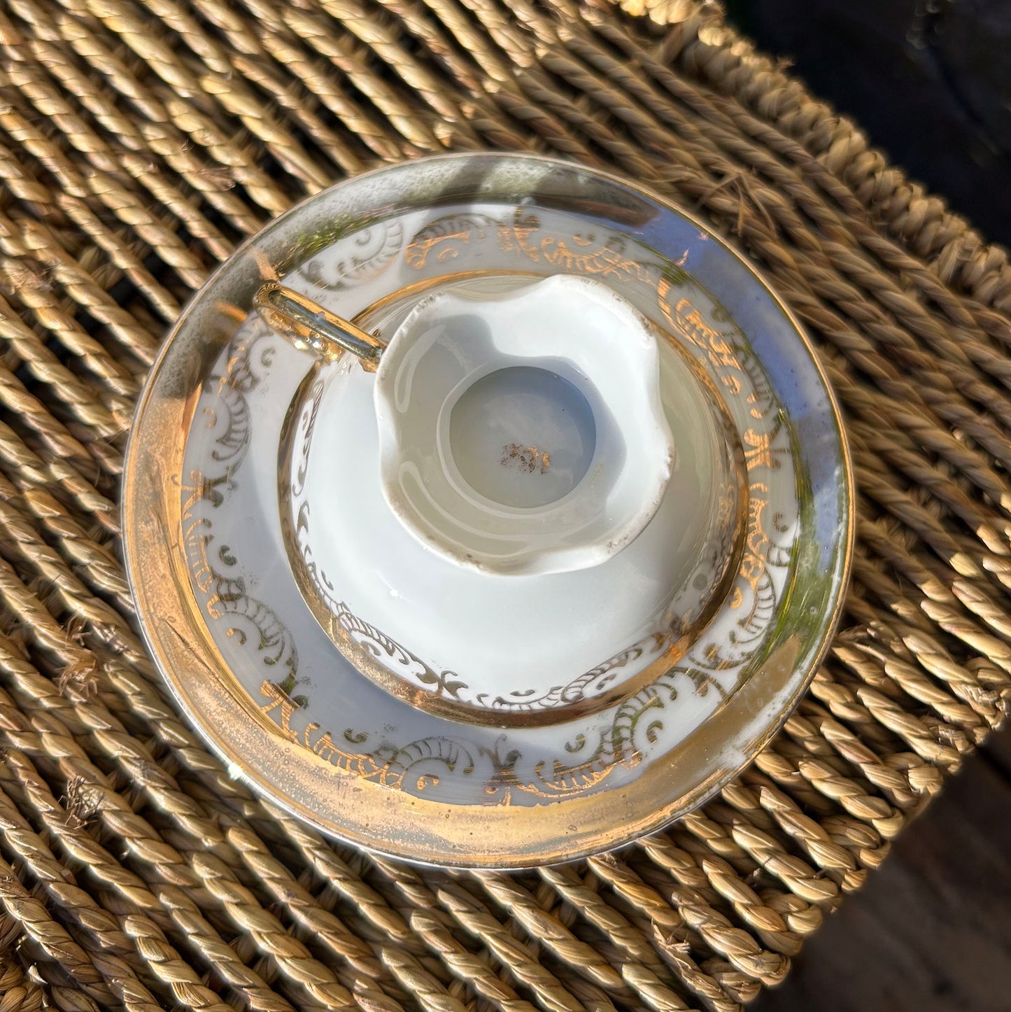 Little Cup & Saucer - Welsh Costumes - Welsh Spinning Party - Antique Souvenir (Preloved)