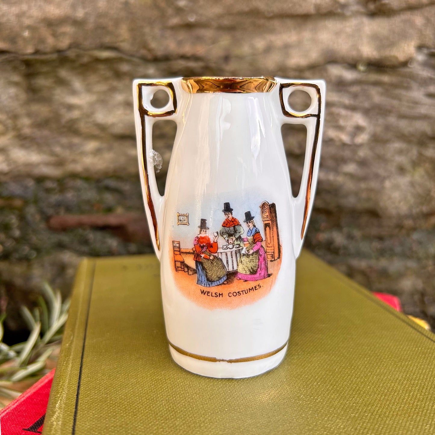 Little Ornate Vase - Welsh Costumes - Antique Souvenir (Preloved)