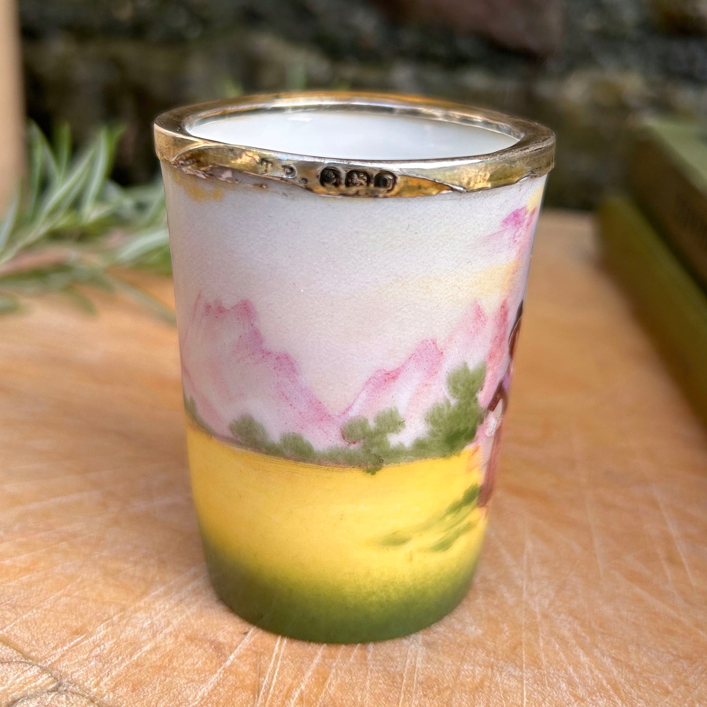 Little Pot - Hallmarked Silver Rim - Welsh Spinning Party - Antique Souvenir (Preloved)