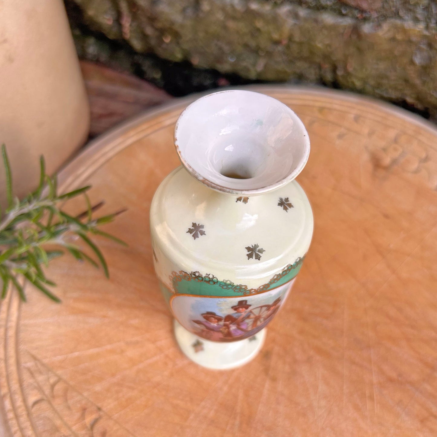 Little Vase - China - Welsh Spinning Party - Antique Souvenir (Preloved)