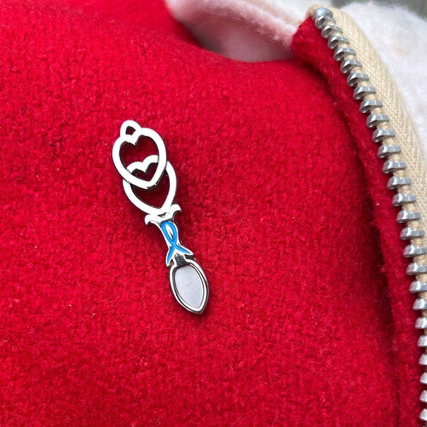 Pin Badge / Brooch - Silver Metal - Welsh Love Spoon (Preloved)