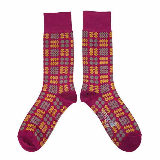 Socks - Mabli Carthen / Welsh Tapestry - Adults Unisex - Fig