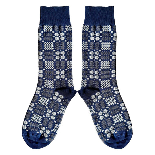 Socks - Mabli Carthen / Welsh Tapestry - Adults Unisex - Marine Blue / Navy