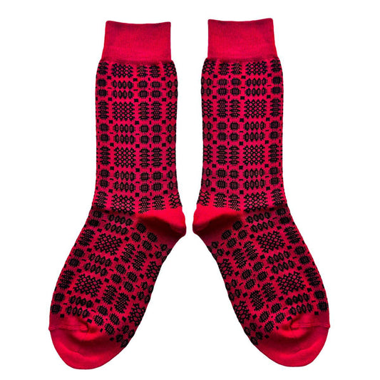 Socks - Mabli Carthen / Welsh Tapestry - Adults Unisex - Winter Berry & Soot