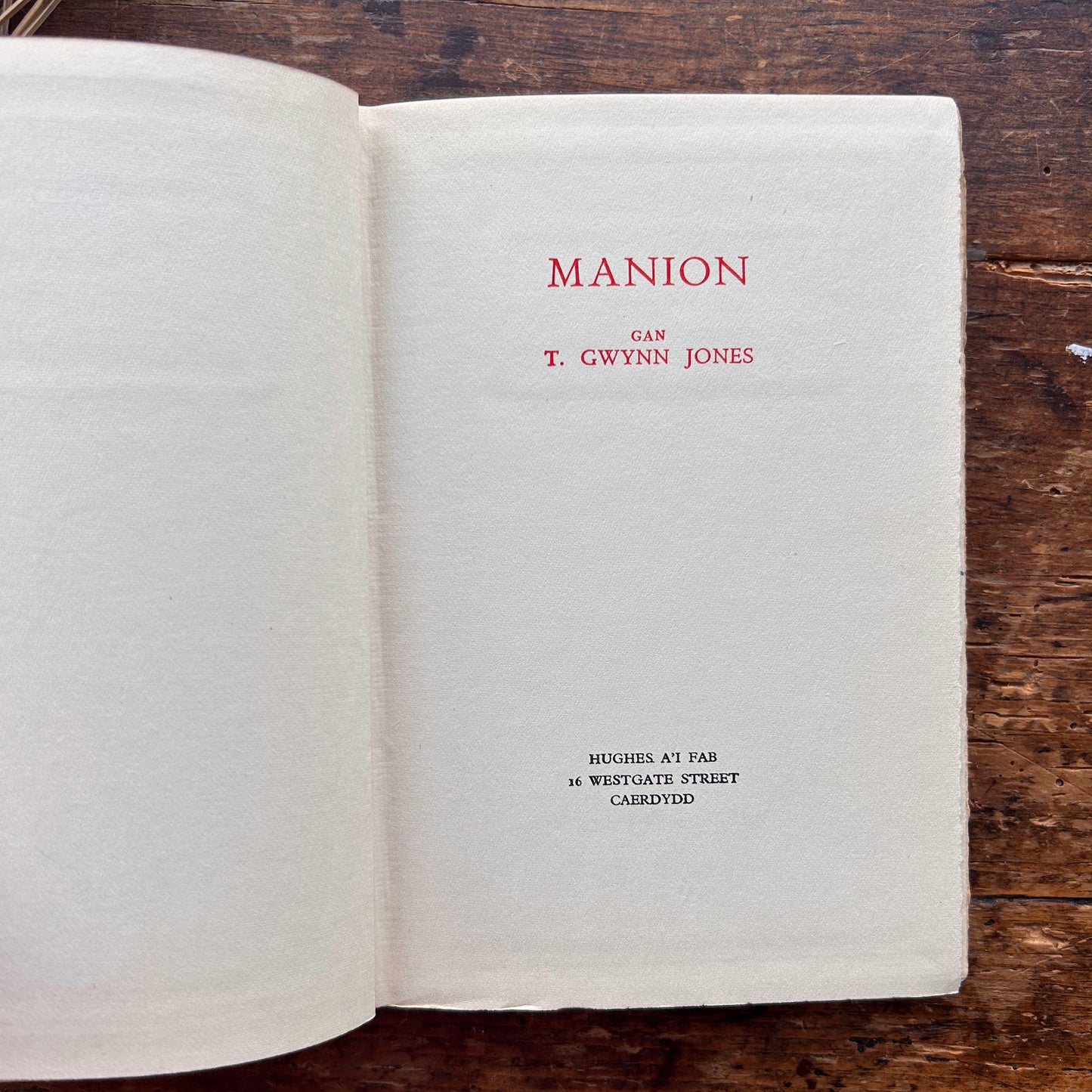 Manion - T Gwynn Jones - 1930 (Preloved)