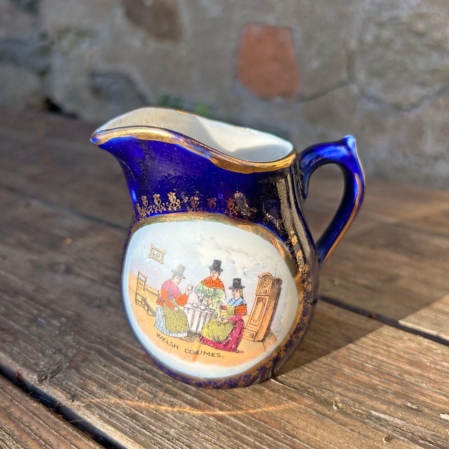 Milk Jug / Creamer - Welsh Costumes - Antique Souvenir (Preloved)