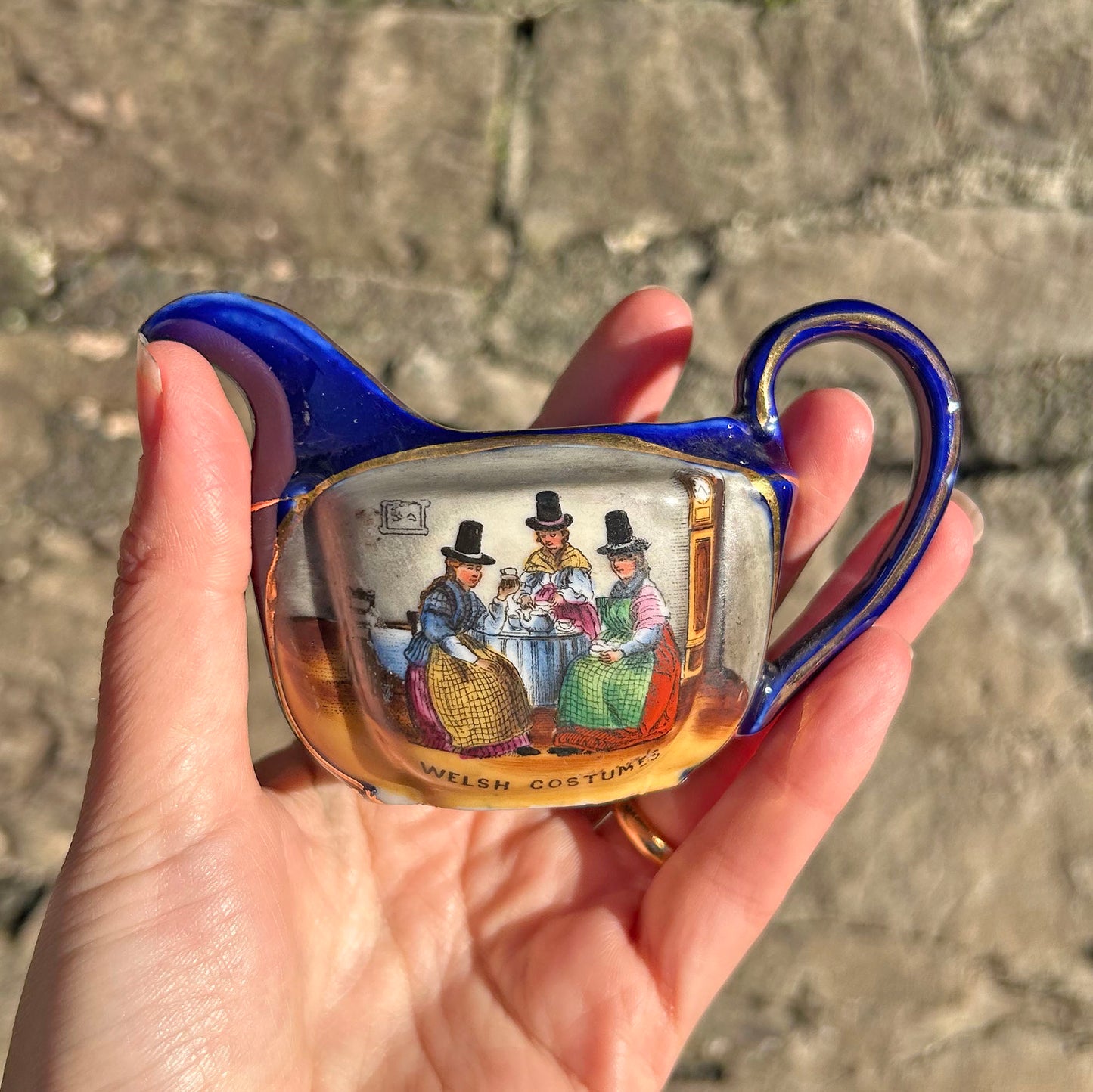 Milk Jug / Creamer - Welsh Costumes - Antique Souvenir (Preloved)