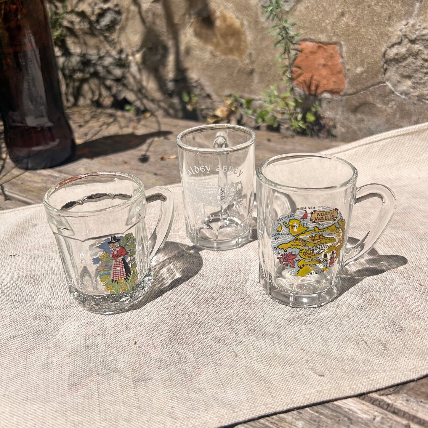 Miniature Glass Tankwards - Welsh Souvenir - Set of 3 (Preloved)