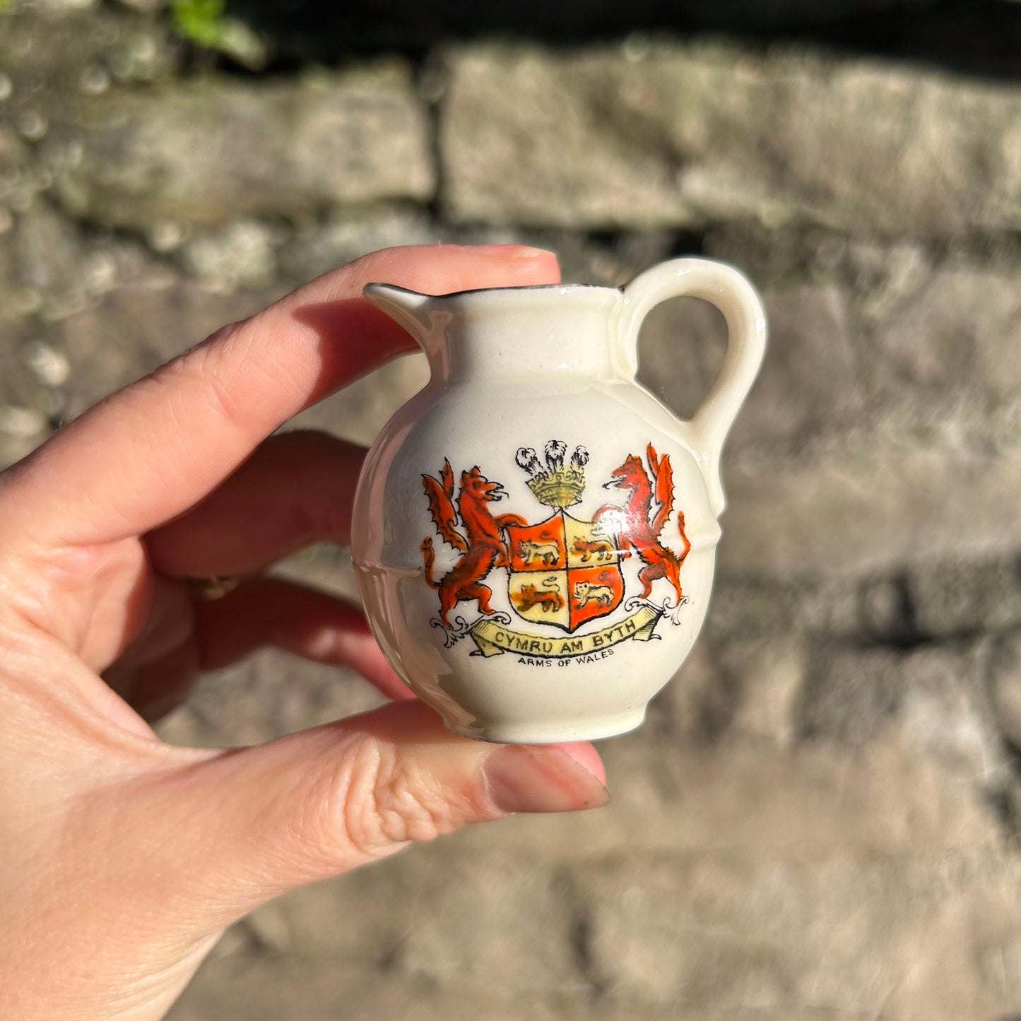 Miniature Jug - Crested Victoria China - Cymru am Byth - Antique (Preloved)