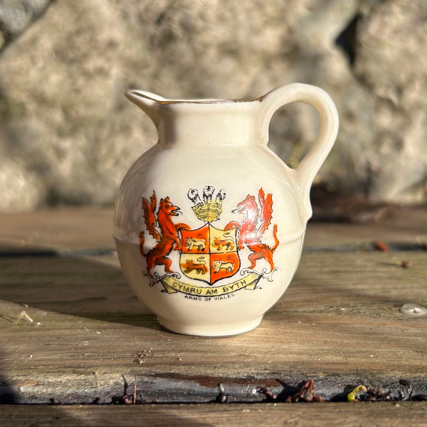 Miniature Jug - Crested Victoria China - Cymru am Byth - Antique (Preloved)
