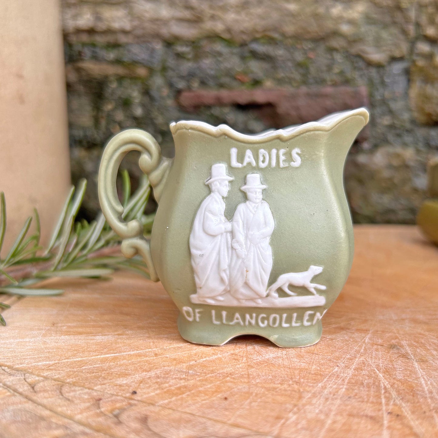 Miniature Jug & Pot Set - Welsh Costumes / Ladies of Llangollen - Antique Souvenir (Preloved)