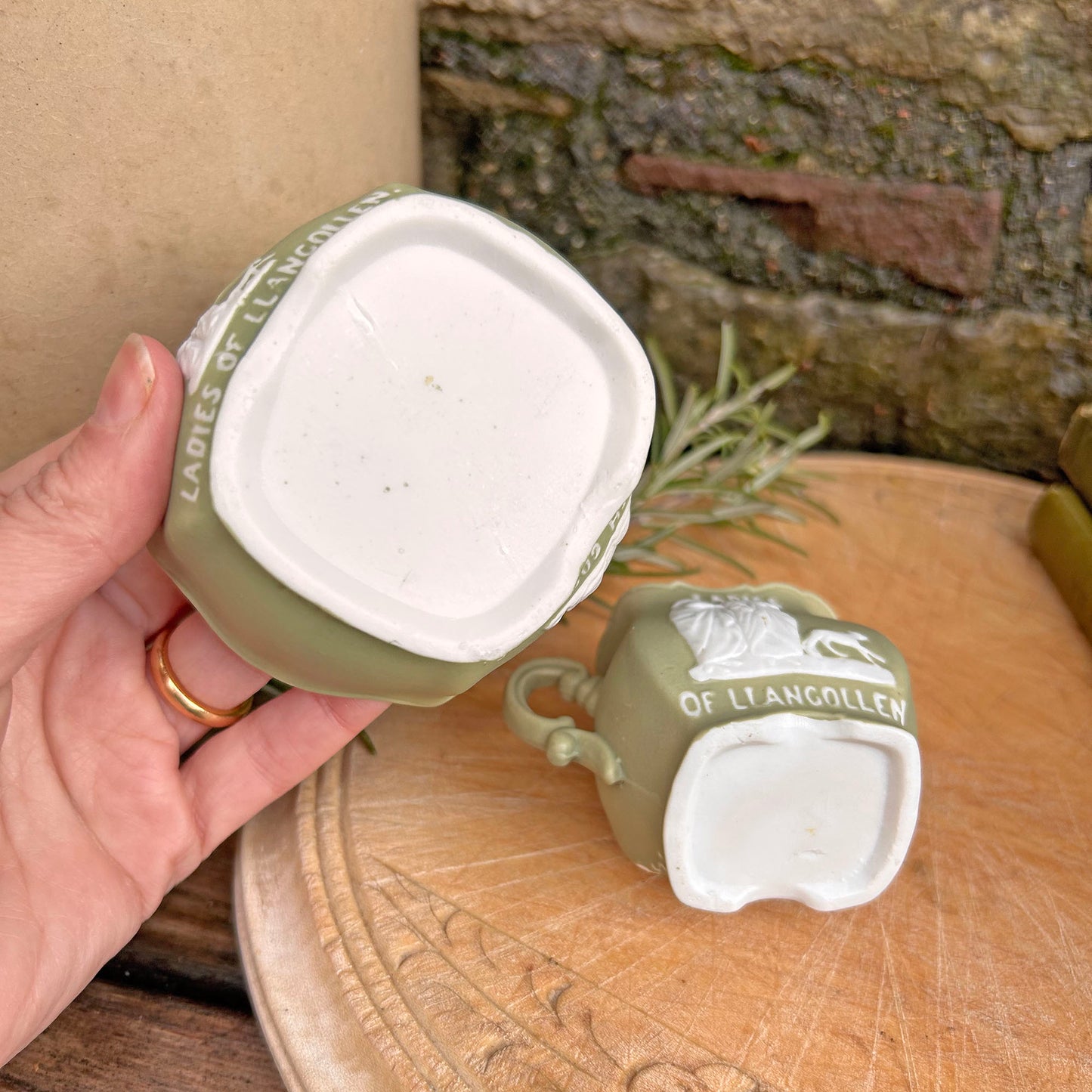 Miniature Jug & Pot Set - Welsh Costumes / Ladies of Llangollen - Antique Souvenir (Preloved)