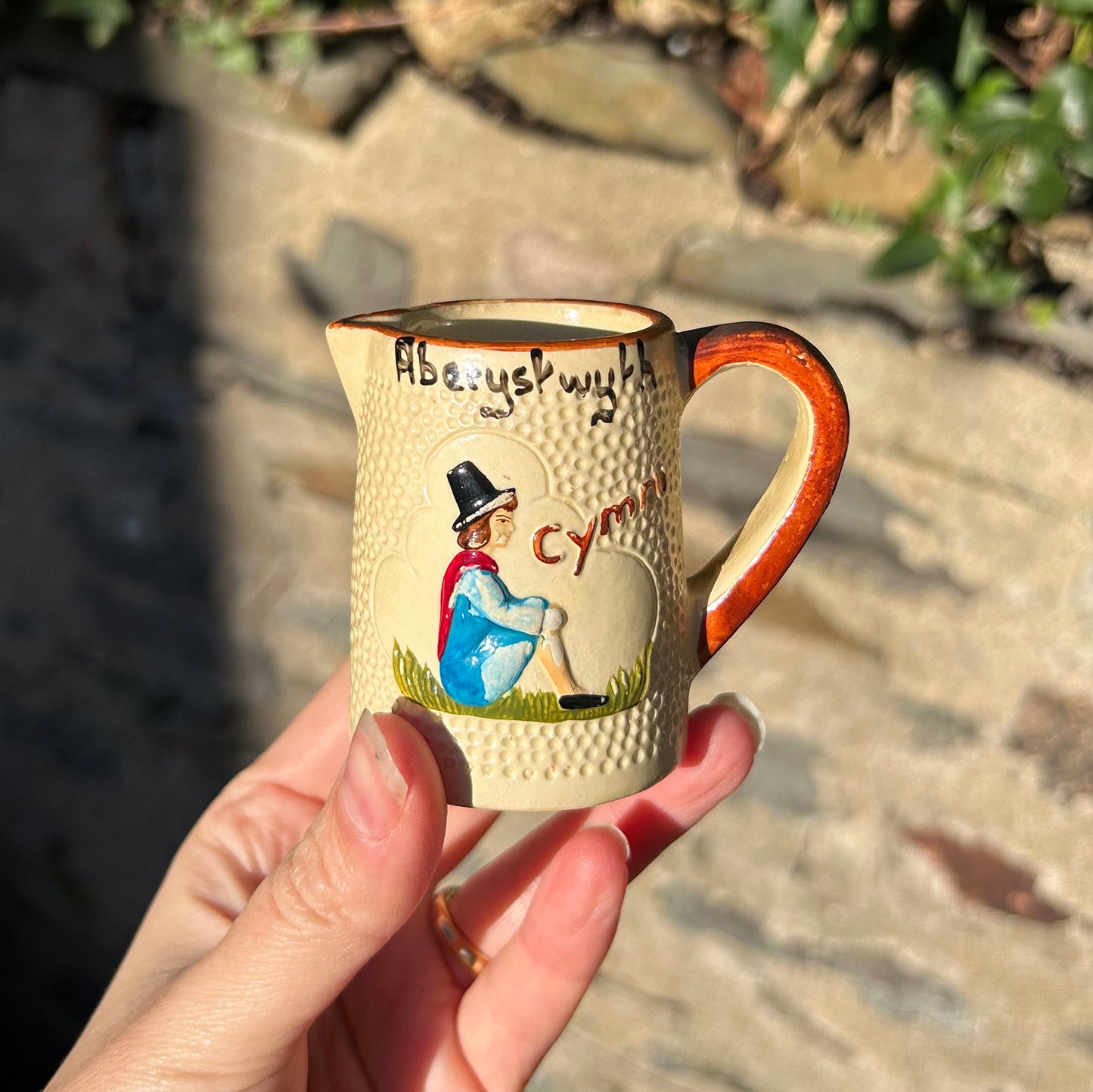Miniature Jug - Welsh Lady / Aberystwyth Cymru - Vintage (Preloved)
