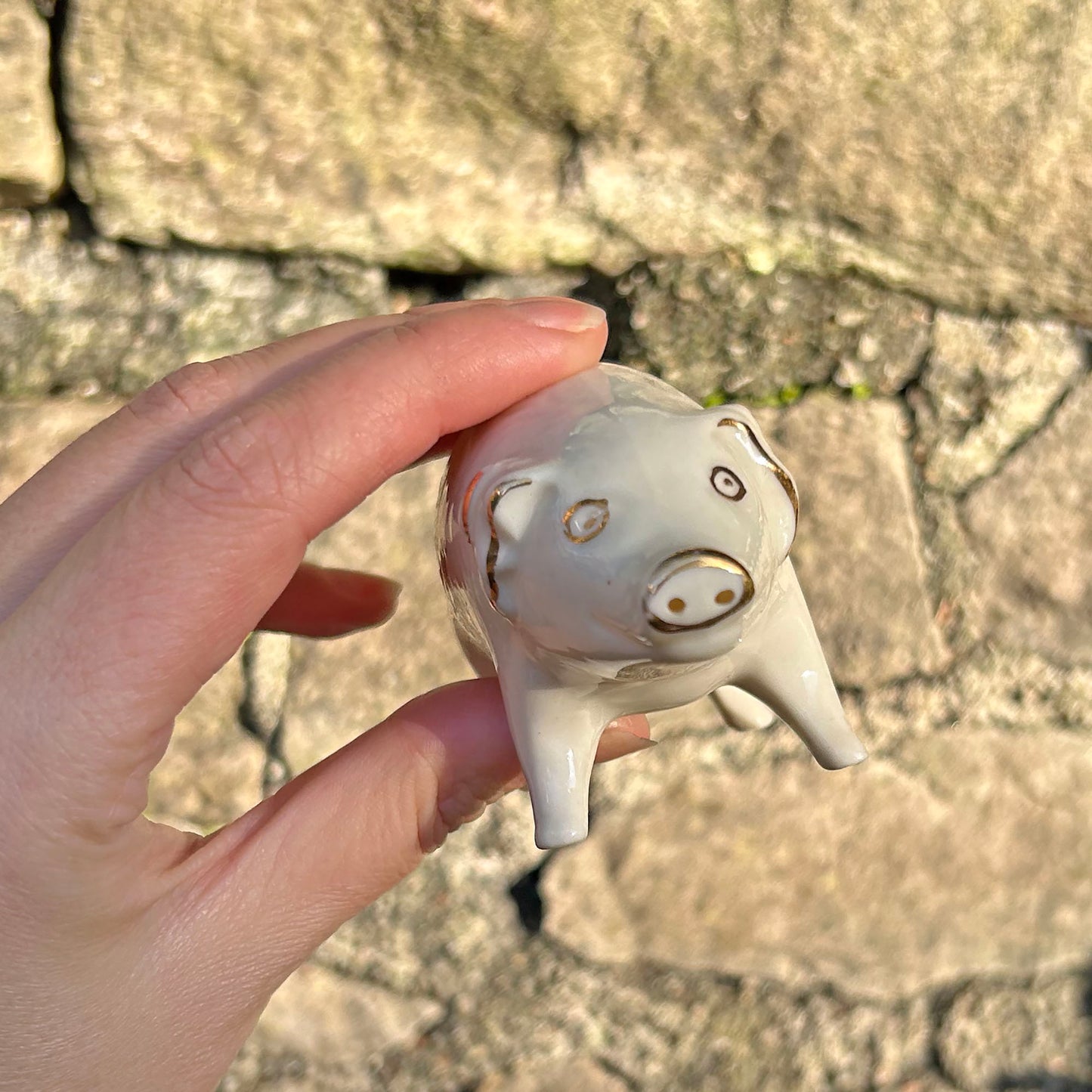 Miniature Pig - Crested Victoria China - Cymru am Byth - Antique (Preloved)