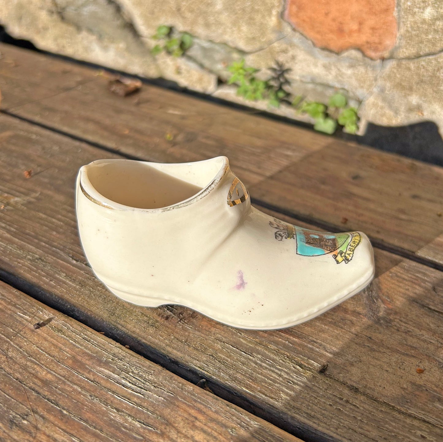 Miniature Shoe - Crested China - Aberystwyth - Antique (Preloved)
