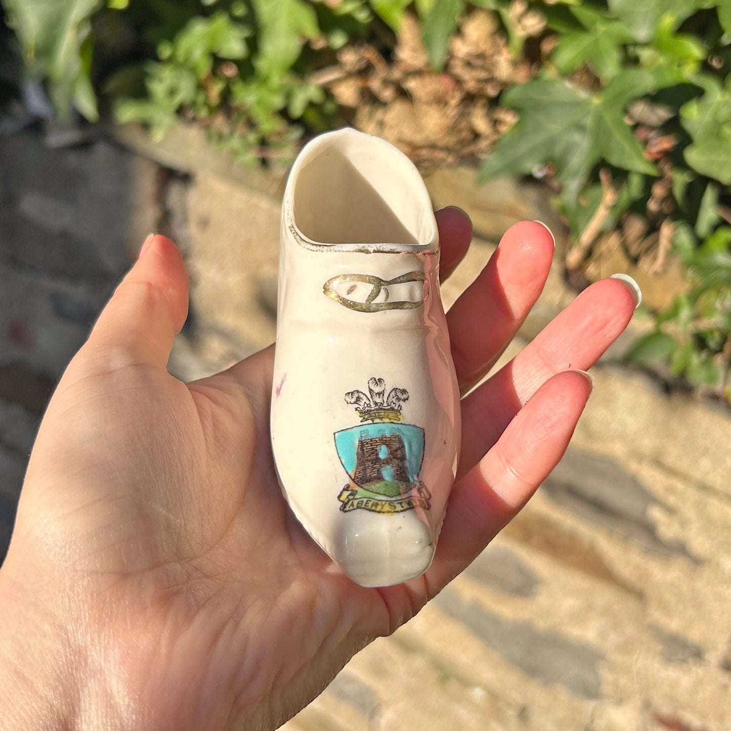 Miniature Shoe - Crested China - Aberystwyth - Antique (Preloved)
