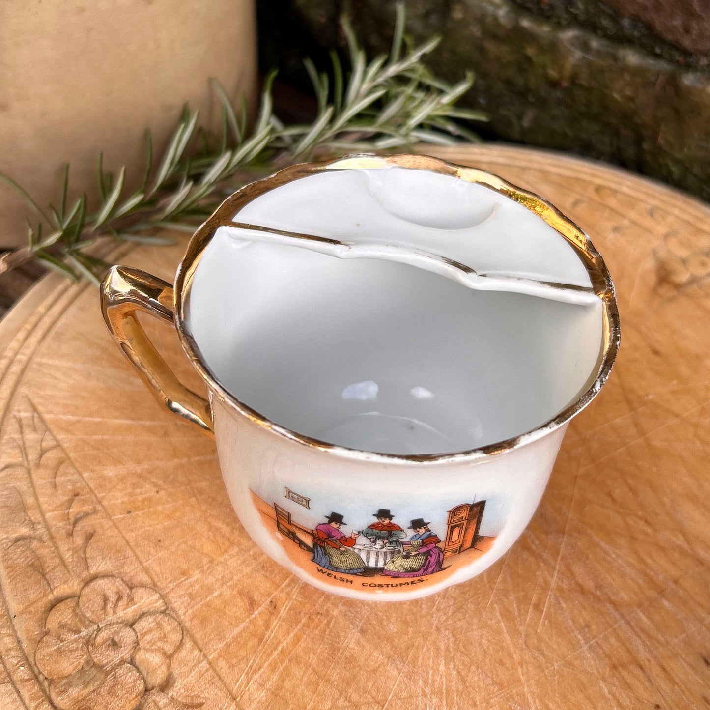 Moustache Cup - Silesia - Welsh Costumes - Antique Souvenir (Preloved)