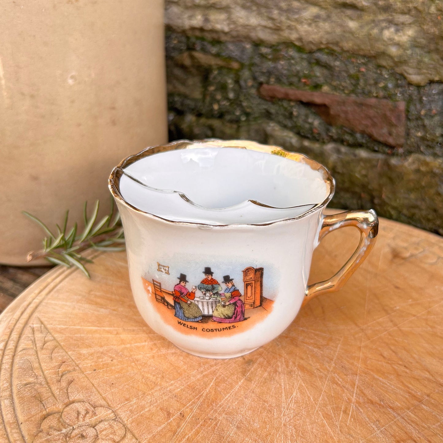 Moustache Cup - Silesia - Welsh Costumes - Antique Souvenir (Preloved)