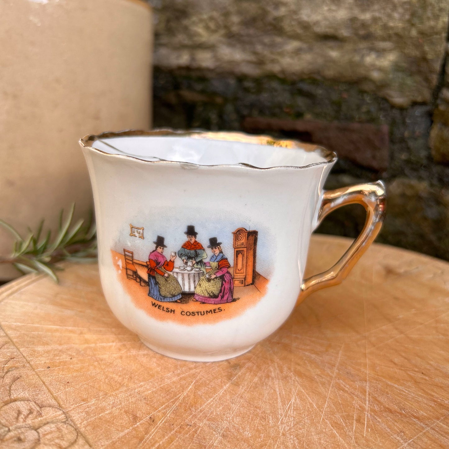 Moustache Cup - Silesia - Welsh Costumes - Antique Souvenir (Preloved)