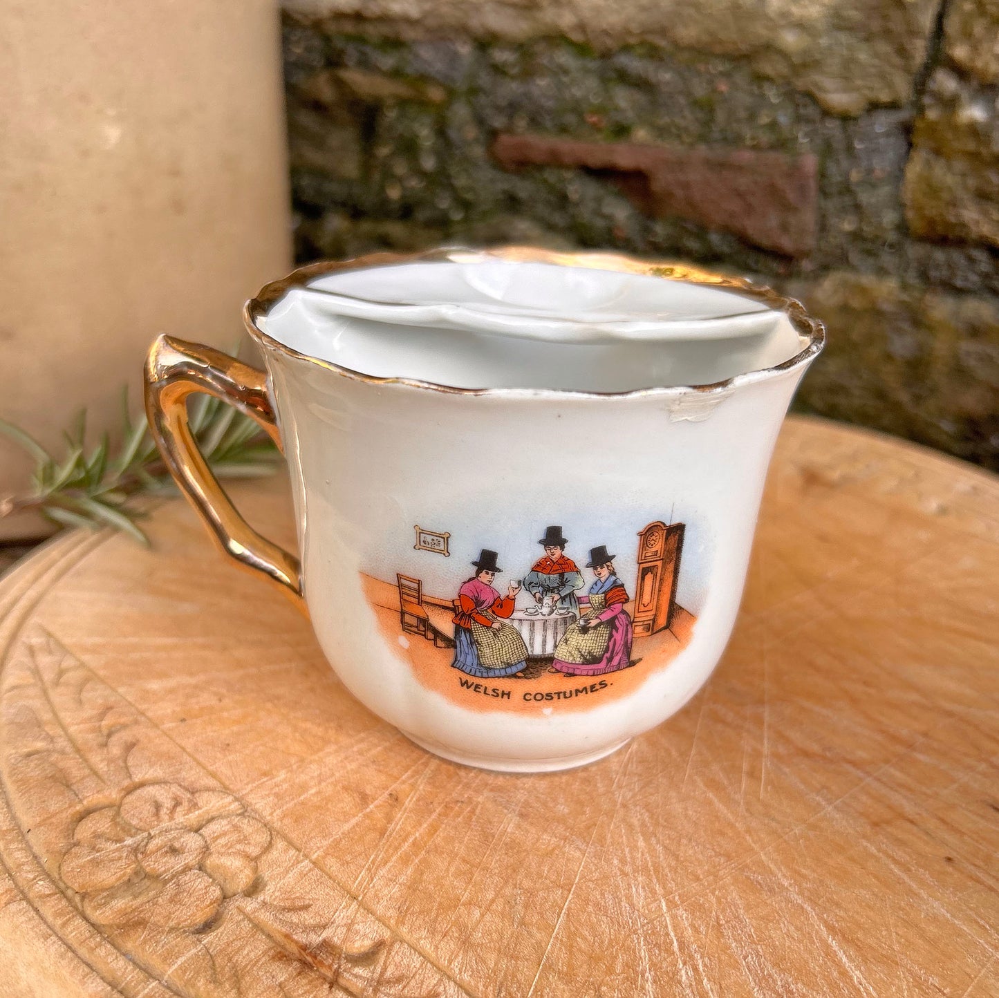 Moustache Cup - Silesia - Welsh Costumes - Antique Souvenir (Preloved)