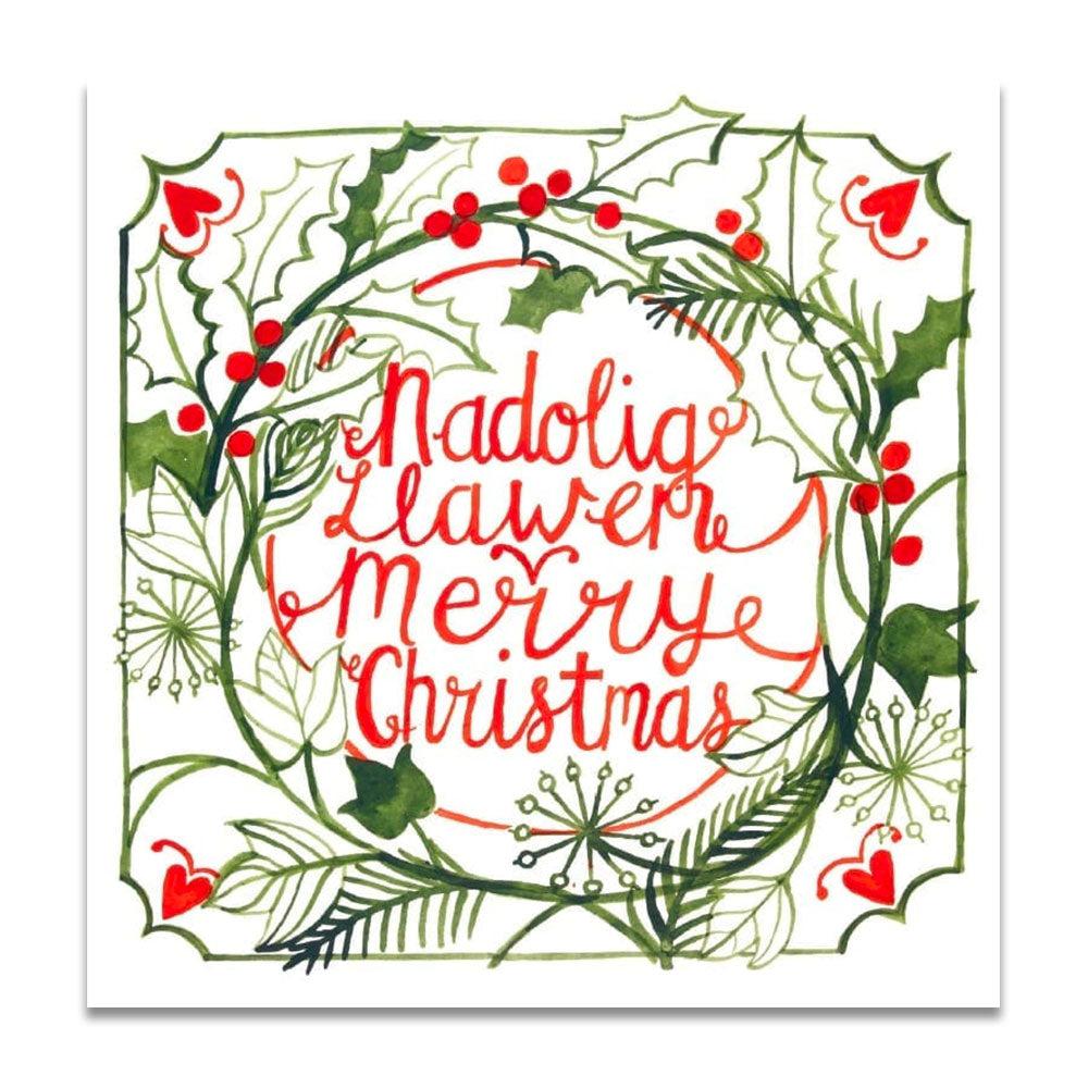 Christmas Cards - Nadolig Llawen / Merry Christmas - Set of 5