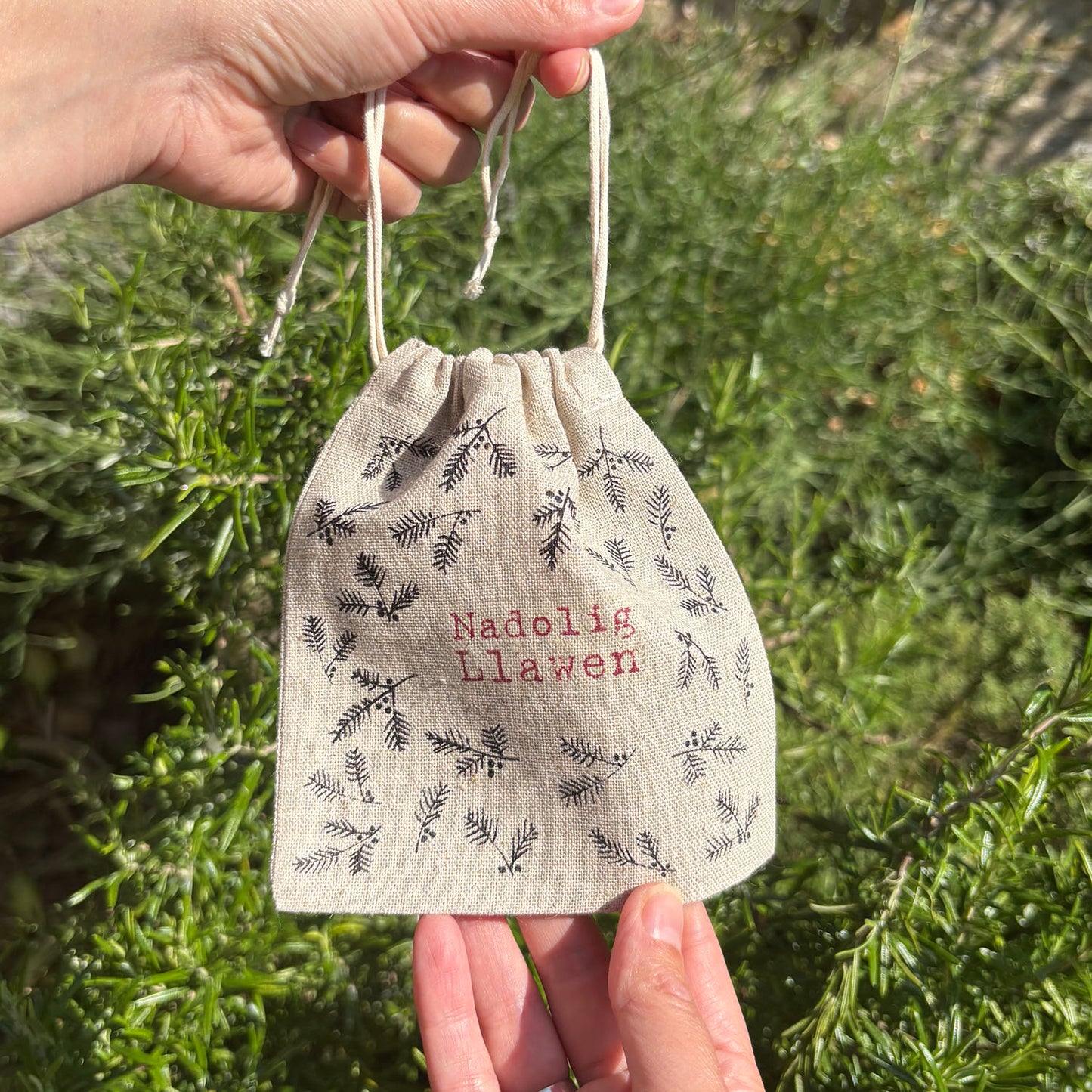 Drawstring bag - Cotton - Merry Christmas / Nadolig Llawen