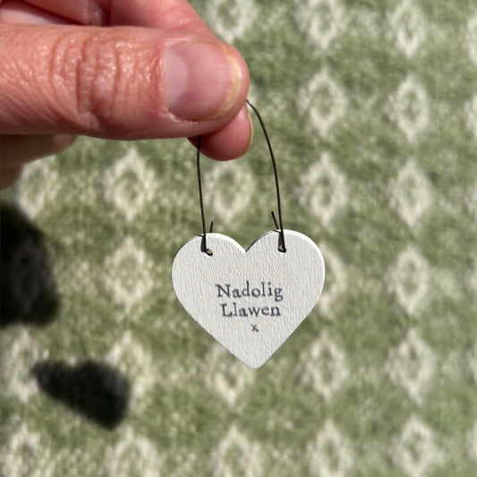 Mini Heart Decoration - Nadolig Llawen / Merry Christmas