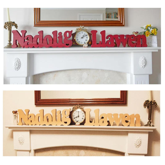 Decoration - Wooden Word - Nadolig Llawen / Merry Christmas